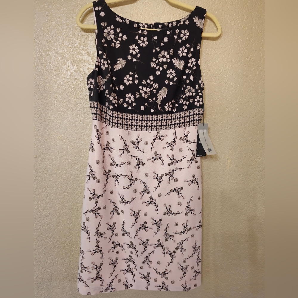 NWT Karl Lagerfeld Black and Pink Floral Mini Dress